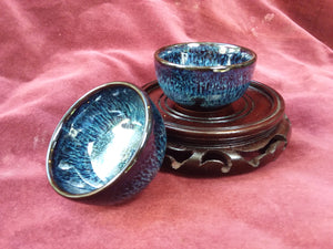 Cobalt Blue Gradient Glazed Tea Cups