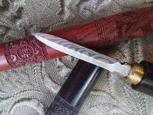 Load image into Gallery viewer, Wood "Dragon Pillar" Damascene Steel Pu Erh Pick