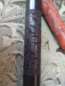 Wood "Dragon Pillar" Damascene Steel Pu Erh Pick