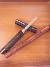 Load image into Gallery viewer, Wood "Dragon Pillar" Damascene Steel Pu Erh Pick