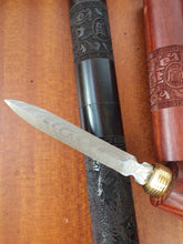 Load image into Gallery viewer, Wood "Dragon Pillar" Damascene Steel Pu Erh Pick