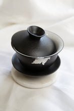 Load image into Gallery viewer, Silver Leaf on Black Ceramic Gaiwan
