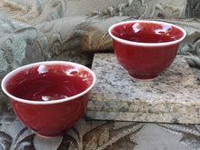 Load image into Gallery viewer, Ruby Red Cups Glazed Ceramic Tea Cups * Set of 2
