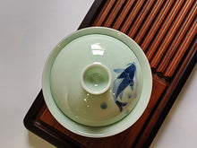 Load image into Gallery viewer, Jade Porcelain &quot;Koi Frolicking&quot; Gaiwan for Gong Fu Tea
