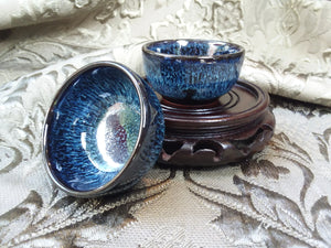 Cobalt Blue Gradient Glazed Tea Cups