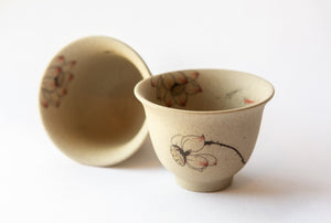 Lotus Flower and Goldfish Cu Tao Clay Cups